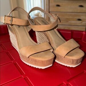 Soda Women's Beige Wedge Sandals